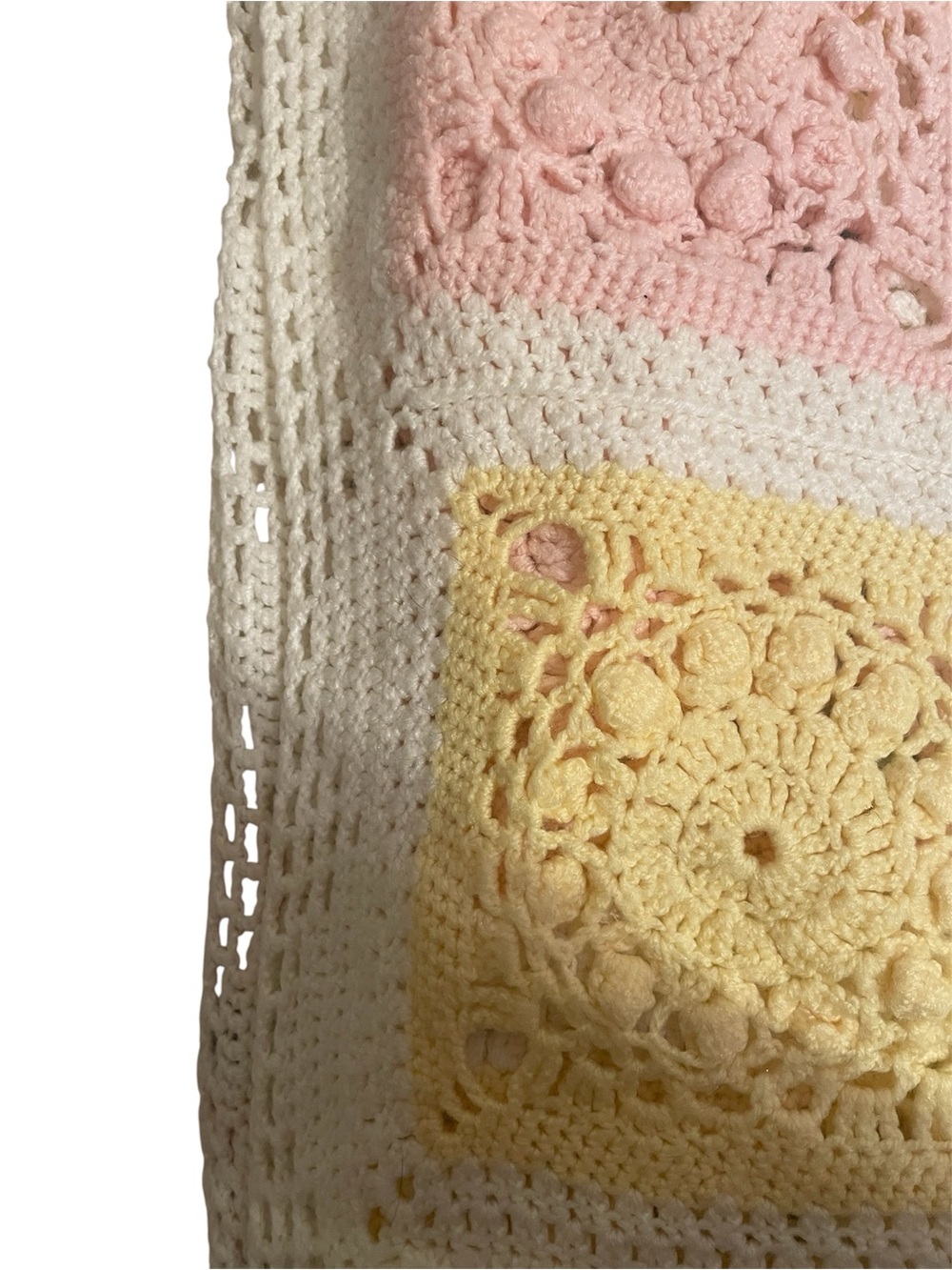 Unisex Handmade Crochet Pastel Fine Detailed Square Baby Blanket. See descr.NWT! - Picture 2 of 6